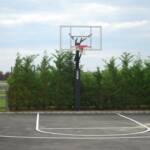 Basketball Court on Driveway, Painted Lines on Asphalt, Big Shot Backboard